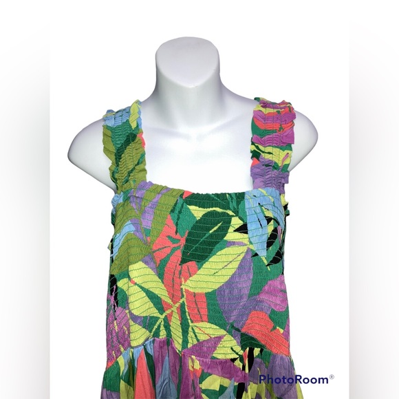 NWT Terra & Sky Smocked Sun Dress Multi-Color Leaf size 2X - Picture 3 of 5